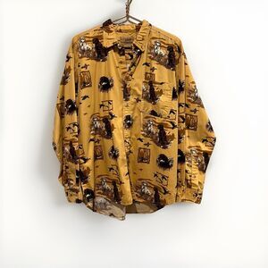 Field Tested Outdoor Button Down Shirt Men Size L Dogs Ducks Hunting